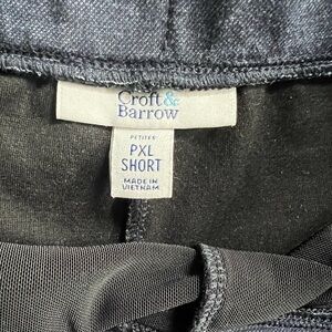 PXL short stretch pull on pants/slacks. Navy denim look 23” inseam.